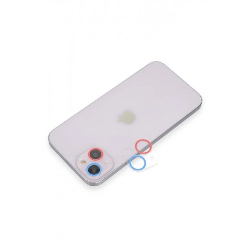 iPhone 13 Mini Renkli Kamera Lens Koruma Cam - Pembe-Mavi-(5796)