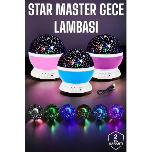 Mavi ve Mor Işıklı Star Master Projeksiyon Lambası Mavi ve Mor Işıklı Star Master Projeksiyon Lambası