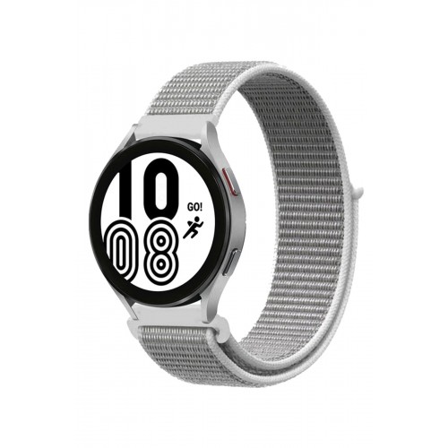 Samsung Galaxy Watch 4 Hasırlı Cırtcırtlı Kordon - Beyaz-(5796)