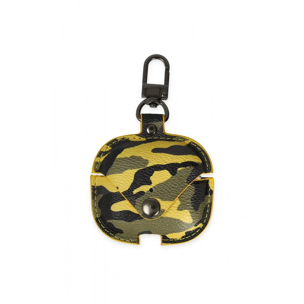 Airpods 3 (3.nesil) Çanta Kamuflaj Deri Kılıf - Sarı-(5796)