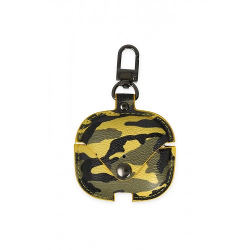 Airpods 3 (3.nesil) Çanta Kamuflaj Deri Kılıf - Sarı-(5796)