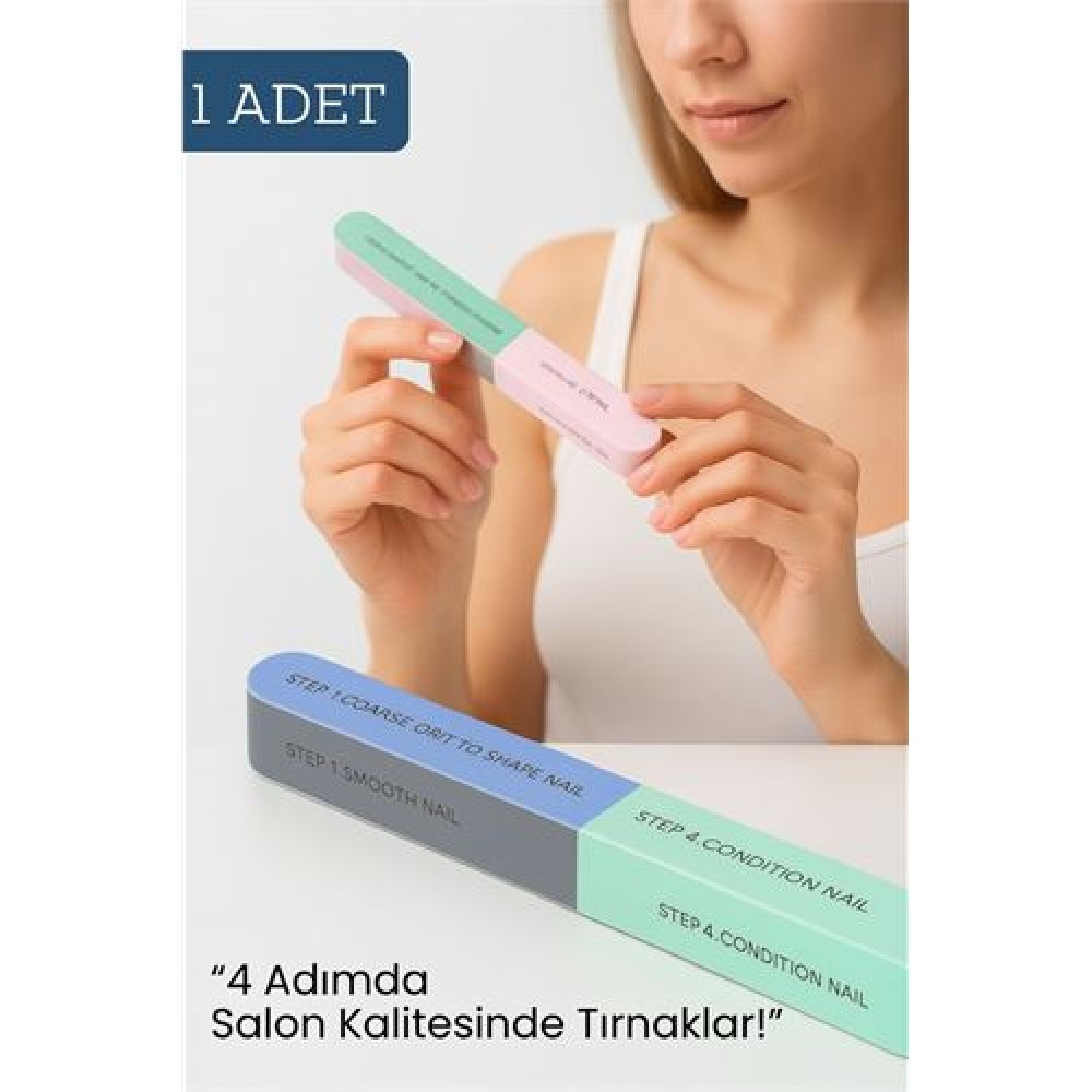 7 Yüzeyli Tırnak Törpü ve Parlatma Blok Sünger Renkli Ergonomik ve Profesyonel Manikür İçin
