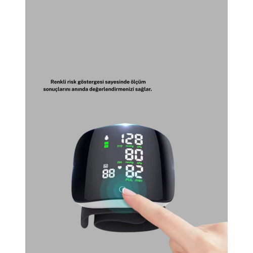 Taşınabilir Dijital Tansiyon Aleti – Bilekten Ölçüm Aritmi Uyarısı ve Risk Göstergesi