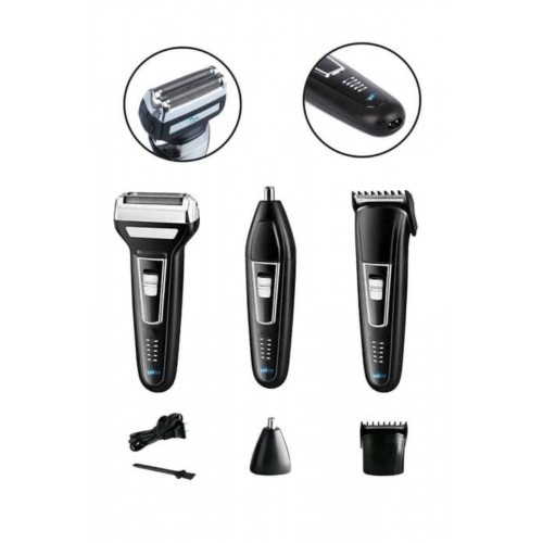 Tıraş Makinesi 3 Başlıklı T Başlıklı Hassas Ciltlere Özel Saç Sakal Vücut Kulak ve Burun