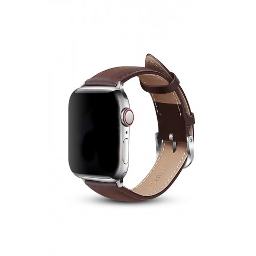 Apple Watch 42mm NL26 Deri Kordon - Kahverengi-(5796)