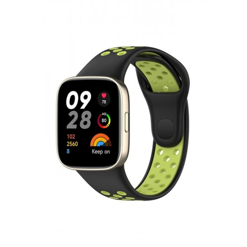 Xiaomi Redmi Watch 3 Spor Delikli Kordon - Siyah-Yeşil-(5796)