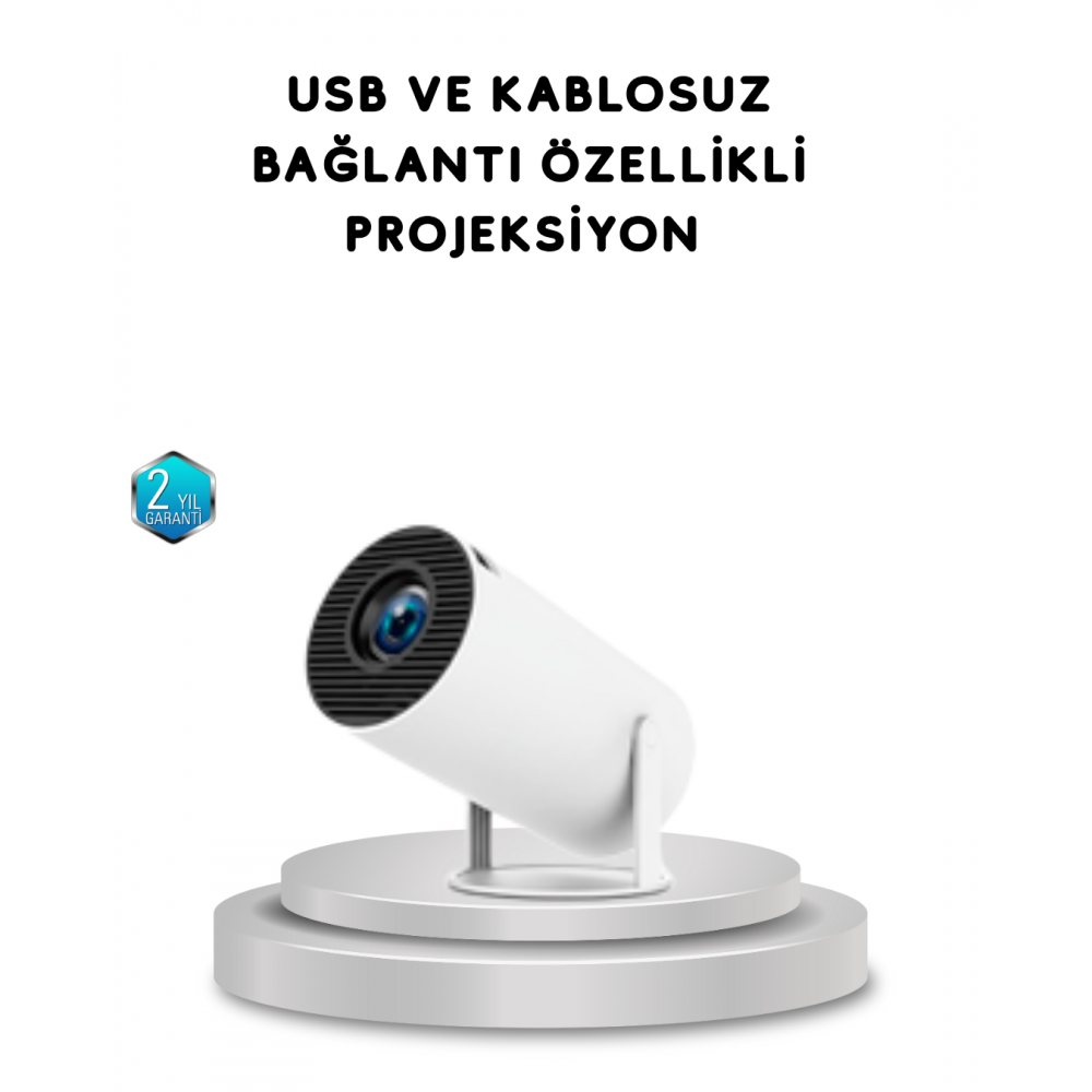 Full HD 4K Uyumlu Projeksiyon Cihazı 130 İnç Geniş Ekran Destekli