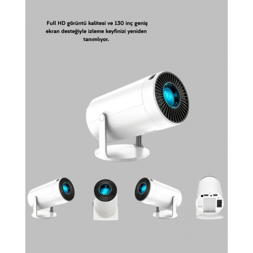 Full HD 4K Uyumlu Projeksiyon Cihazı 130 İnç Geniş Ekran Destekli