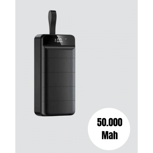50.000 mAh Ultra Güçlü Powerbank 4 USB Çıkışlı LED Dijital Göstergeli Hızlı Şarj Destekli Taşınabilir Şarj Cihazı