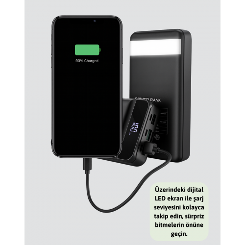 50.000 mAh Ultra Güçlü Powerbank 4 USB Çıkışlı LED Dijital Göstergeli Hızlı Şarj Destekli Taşınabilir Şarj Cihazı