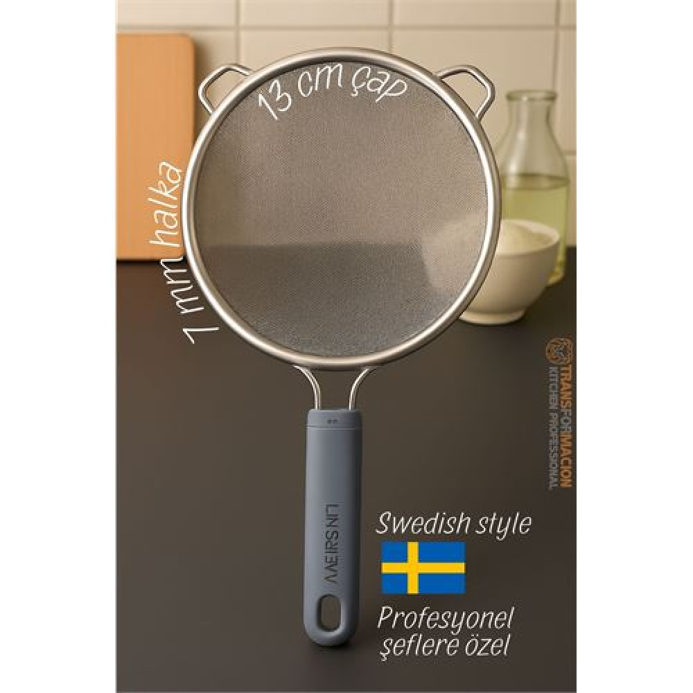 HSNET Inox İsveç Dizayn Süzgeç - 7 mm kalınlık halka 304 Çelik Profesyoneller İçin