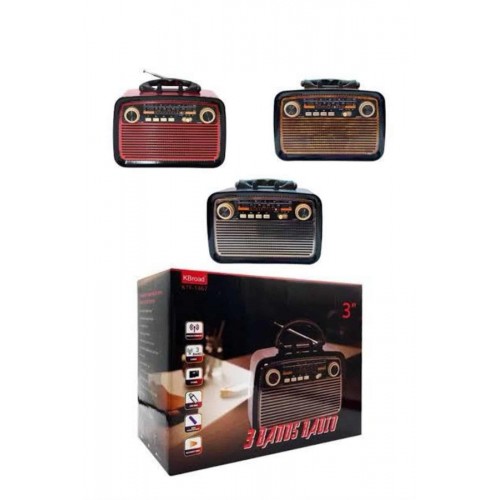 Nostaljik Görünümlü Ahşap Radyo TF SD USB Girişli Led Fener Işıklı