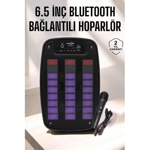 Bluetooth Hoparlör RGB Işıklı USB SD Kart Girişli Taşınabilir