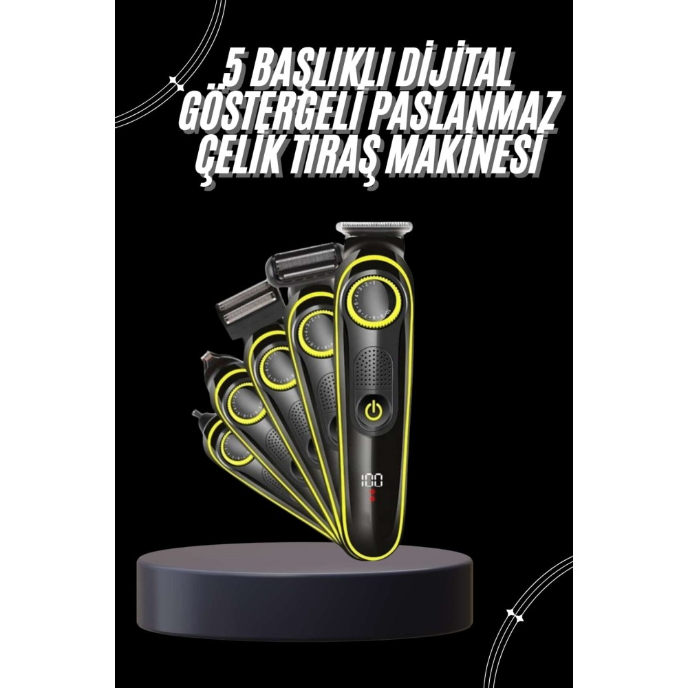 Unısex Çok Fonksiyonlu Bakım Seti Led Göstergeli Tıraş Makinesi Saç Sakal Vücut