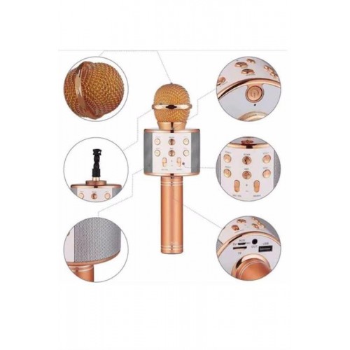 Karaoke Mikrofon Bluetooth Bağlantılı Aux Girişli Uzun Pil Ömrü Yüksek Ses Kaliteli