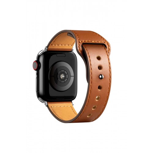 Apple Watch 38mm KR415 Luaz Deri Kordon - Kahverengi-(5796)
