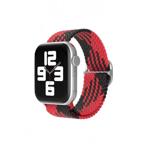 Watch 22mm Star Kordon - Kırmızı-Siyah-(5796)