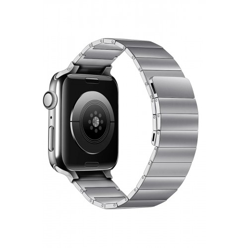 Apple Watch 38mm KR404 Huks Kordon - Gümüş-(5796)