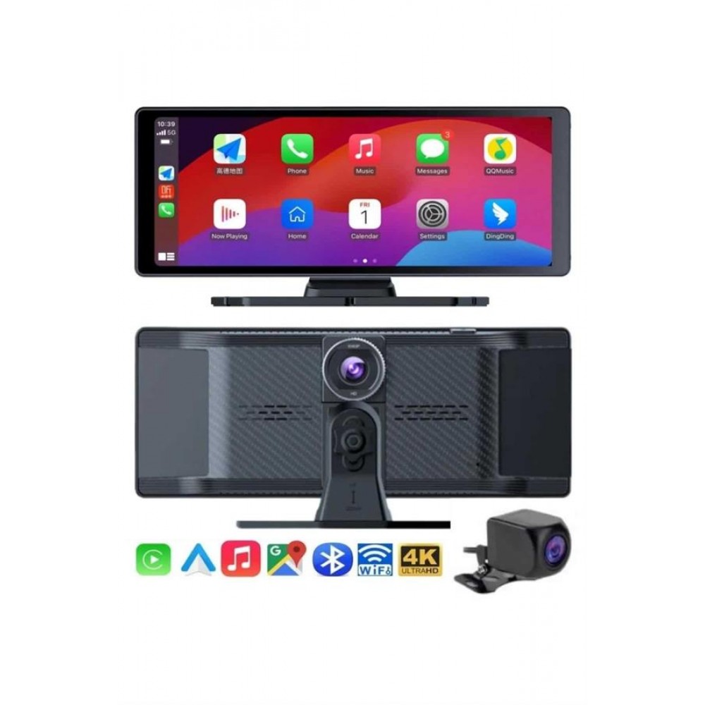 4K Ultra Araç İçi Ön ve Arka Kameralı Ekran HD 2 Kameralı Torpido Üstü Araç Multimedya