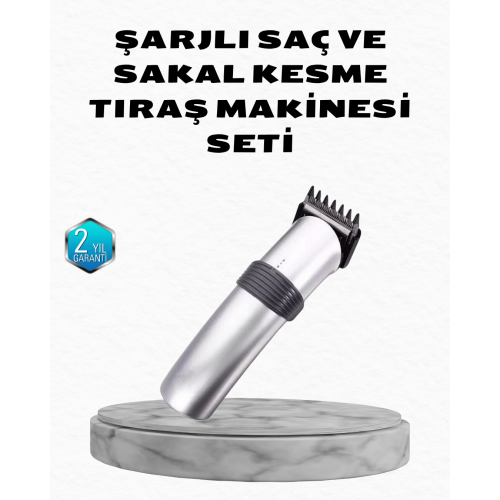 Profesyonel Şarjlı Saç ve Sakal Kesme Makinesi – Paslanmaz Çelik Bıçaklı Ergonomik ve Sessiz Motorlu