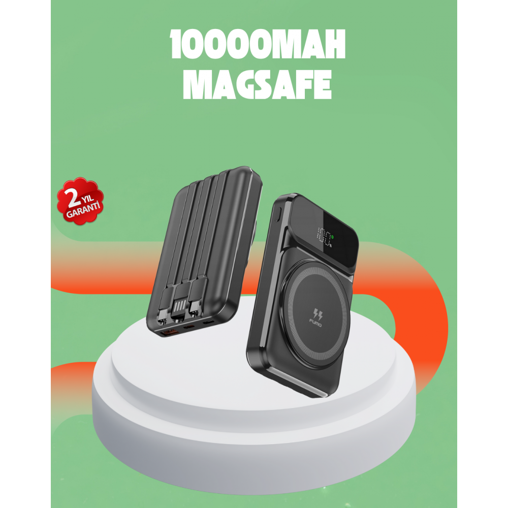 10000 mAh Kablosuz Hızlı Şarj Destekli Powerbank – 15W PD20W Type-C Girişli