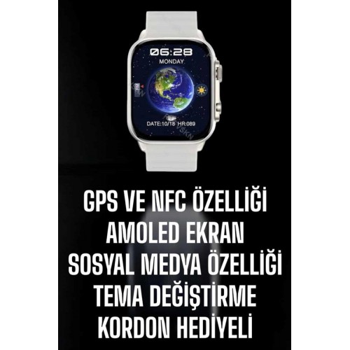 Akıllı Saat Android ve İOS Uyumlu NFC Ve GPS Özelliği Arama Cevaplayan