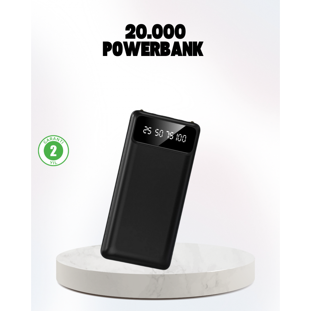 Çoklu Güvenlik Korumalı 20.000 mAh Powerbank Fener Özellikli