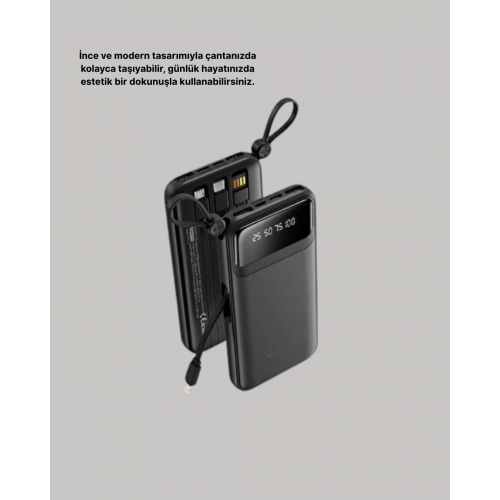 Çoklu Güvenlik Korumalı 20.000 mAh Powerbank Fener Özellikli