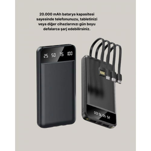 Çoklu Güvenlik Korumalı 20.000 mAh Powerbank Fener Özellikli