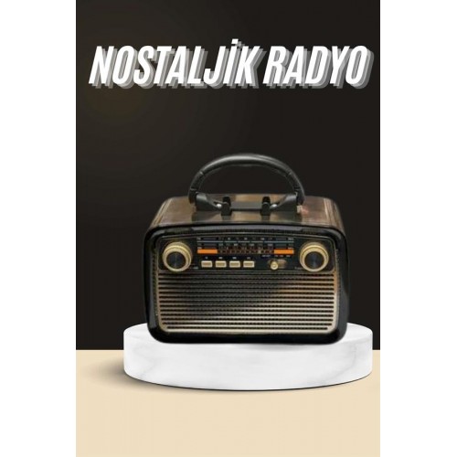 Nostaljik Radyo Bluetooth Bağlantılı Müzik Kutusu Ahşap