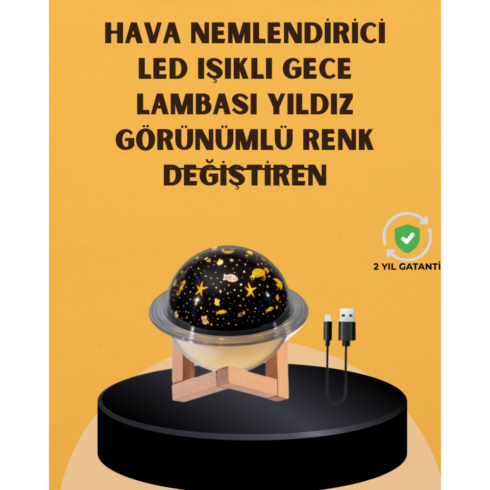 Projektör ışıklı aromaterapi uyumlu mini masaüstü hava nemlendirici cihaz