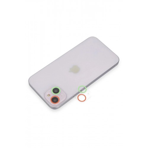 iPhone 13 Renkli Kamera Lens Koruma Cam - Yeşil-Pembe-(5796)