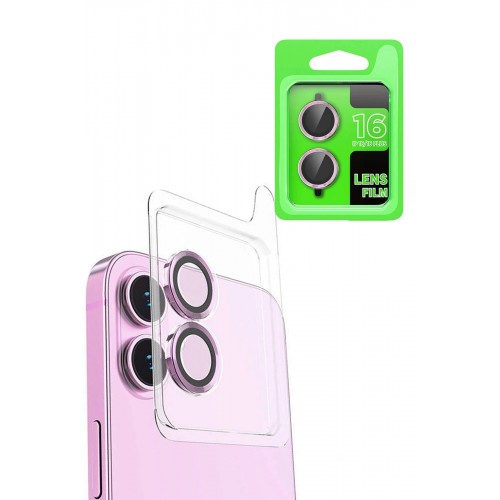 iPhone 16 Raze Metal Kamera Lens - Pembe-(5796)