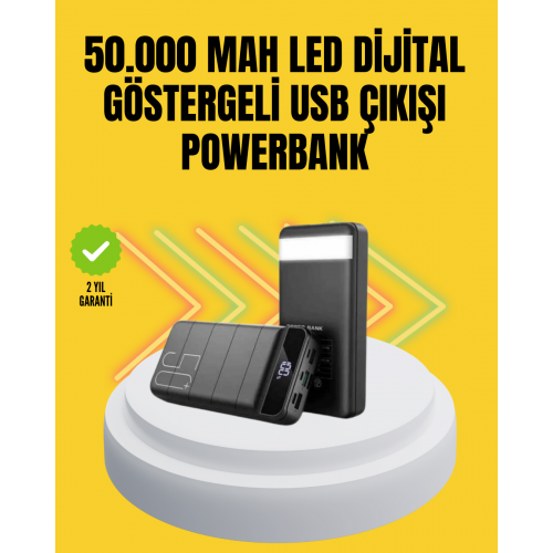 Profesyonel 50.000 mAh Powerbank – Aynı Anda Birden Fazla Cihaz Şarj Eden Dayanıklı ve Güvenli Taşınabilir Şarj Cihazı