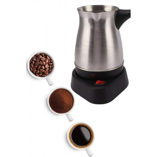 Elektrikli Cezve 800 Watt Paslanmaz Çelik Türk Kahve Makinesi Saplı