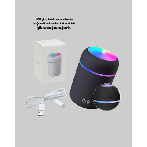 USB Bağlantılı LED Işıklı Hava Nemlendirici – Sessiz ve Kullanıcı Dostu Tasarım