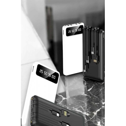 20.000 Mah Led Işıklı LCD Ekran USB Girişli Type-C Lightning Powerbank