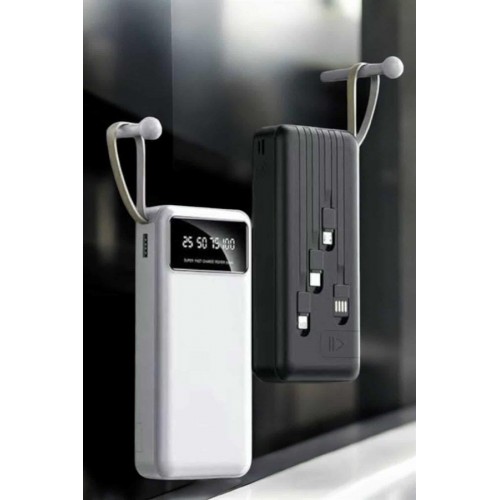 20.000 Mah Led Işıklı LCD Ekran USB Girişli Type-C Lightning Powerbank