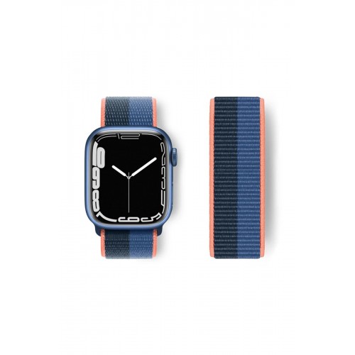 Apple Watch 38mm Hasırlı Cırtcırtlı Kordon - Siyah-Mavi-(5796)