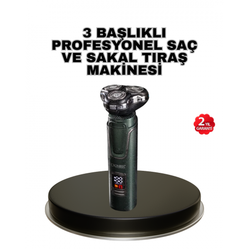 Kablosuz Profesyonel Erkek Bakım Seti – 3 Başlıklı 3D Akıllı Kesim Taşınabilir