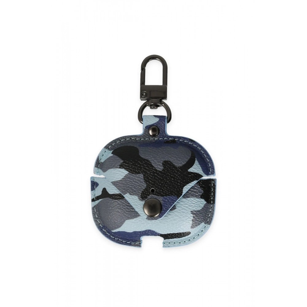 Airpods Pro 2 (2.nesil) Çanta Kamuflaj Deri Kılıf - Mavi-(5796)