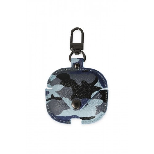 Airpods Pro 2 (2.nesil) Çanta Kamuflaj Deri Kılıf - Mavi-(5796)