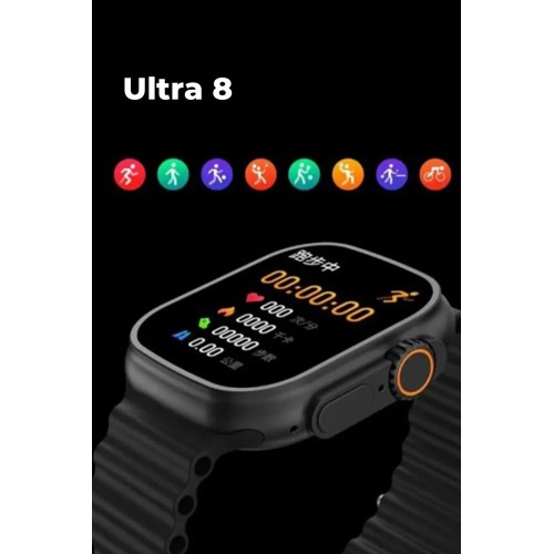 Ultra 8 2.1 inç IPS Ekran Konuşma ve NFC Özellikli Akıllı Saat - Siyah-(5796)