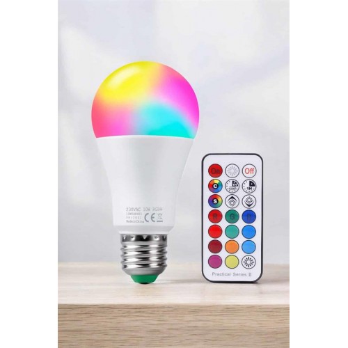 Renk Değiştirebilen RGB Işıklı Led Ampul A+Enerji 15 Watt Led Işık