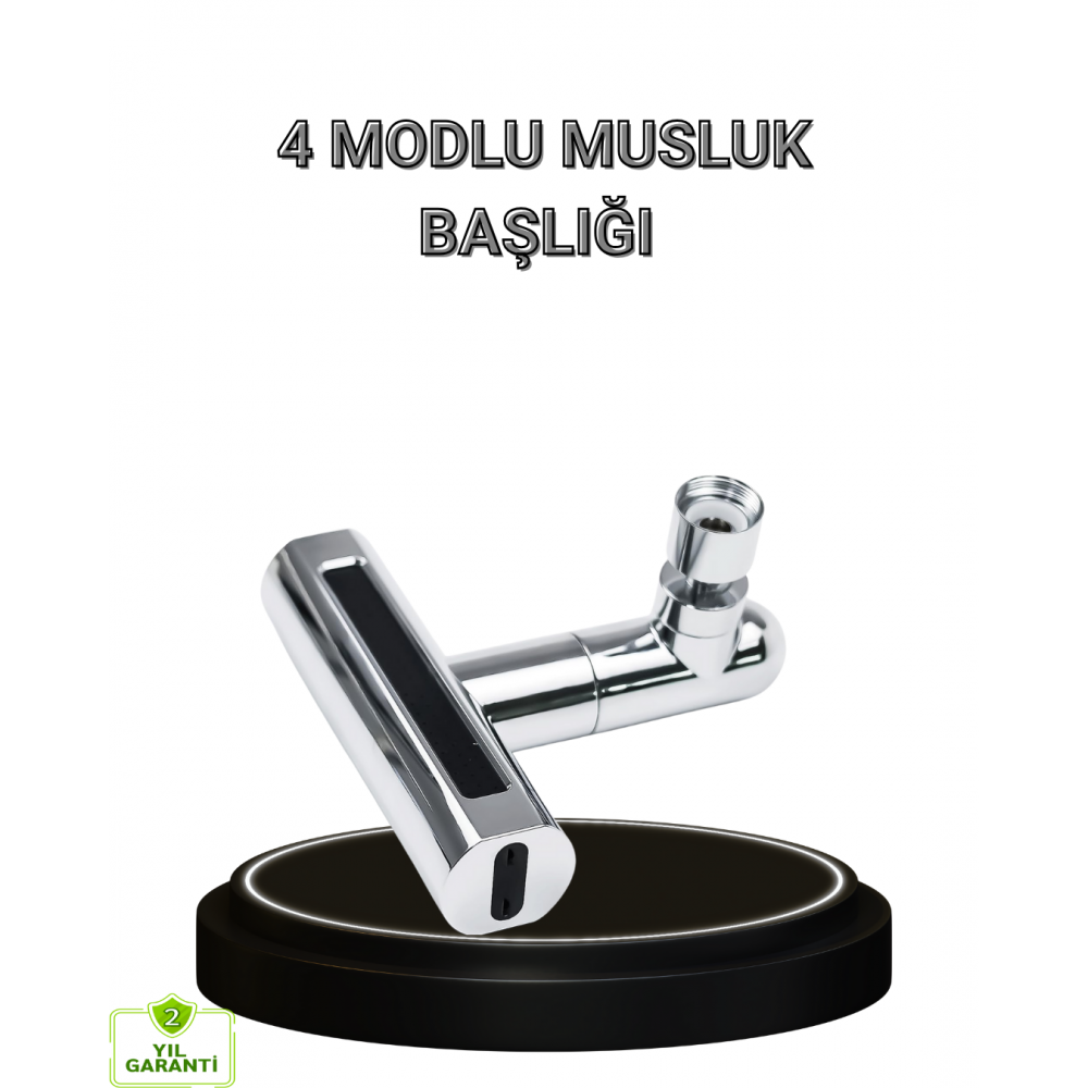 4 Fonksiyonlu Musluk Başlığı 360 Derece Dönebilen ve Su Tasarruflu