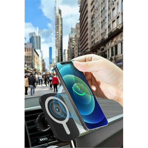 İOS Uyumlu Manyetik Tasarım Magsafe İphone 12/13/14/15 araç şarjı