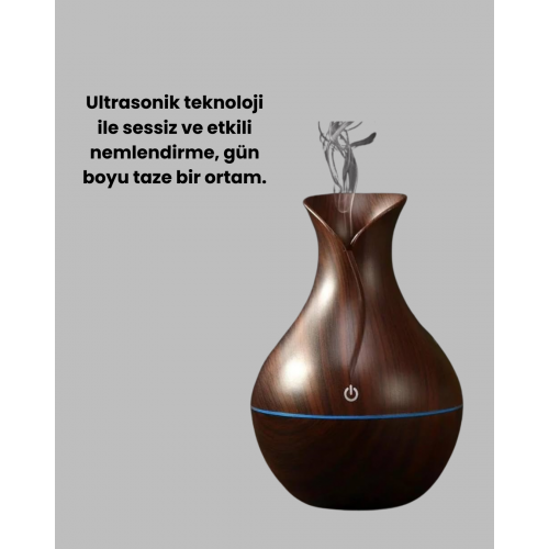 Ultrasonik Ahşap Desenli 130ml Aromaterapi Difüzör ve Hava Nemlendirici Ultrasonik Ahşap Desenli 130ml Aromaterapi Difüzör ve Hava Nemlendirici