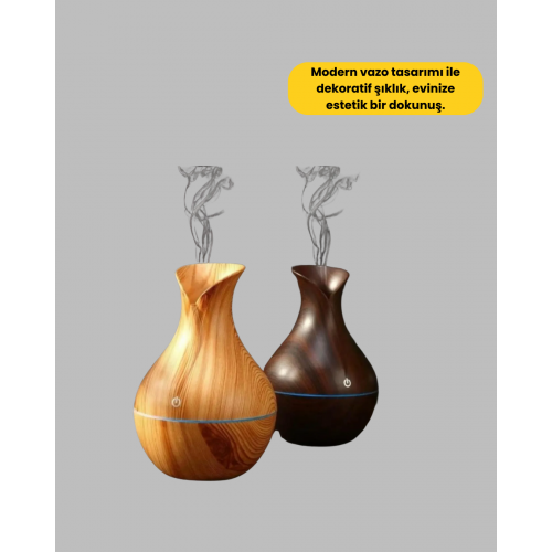 Ultrasonik Ahşap Desenli 130ml Aromaterapi Difüzör ve Hava Nemlendirici Ultrasonik Ahşap Desenli 130ml Aromaterapi Difüzör ve Hava Nemlendirici