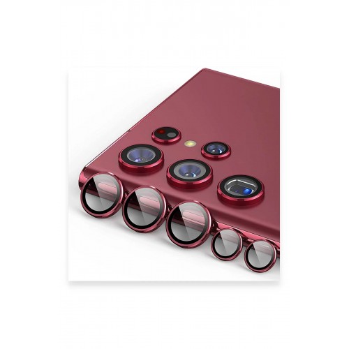Samsung Galaxy S23 Ultra Valdez Metal Kamera Lens - Kırmızı-(5796)