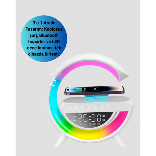 13 Renk Seçenekli Kablosuz Şarj Cihazlı LED Lamba
